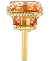 Effy Citrine (10 ct. t.w.) & Diamond (1/5 ct. t.w.) Three Stone Ring in 14k Gold