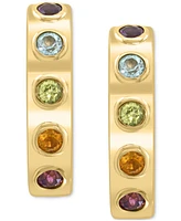 Effy Multi-Gemstone Bezel Small Hoop Earrings (1-1/6 ct. t.w.) in Gold-Plated Sterling Silver, 0.875