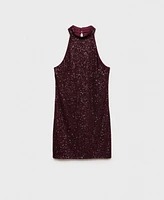 Mango Women's Sequined Halter Neck Dress