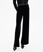 Mango Women's Velvet Wide Leg Pants