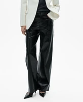 Mango Women's Straight Snakeskin-Effect Pants