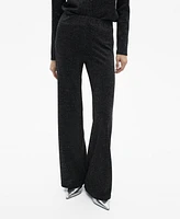 Mango Women's Lurex-Knit Flared Pants