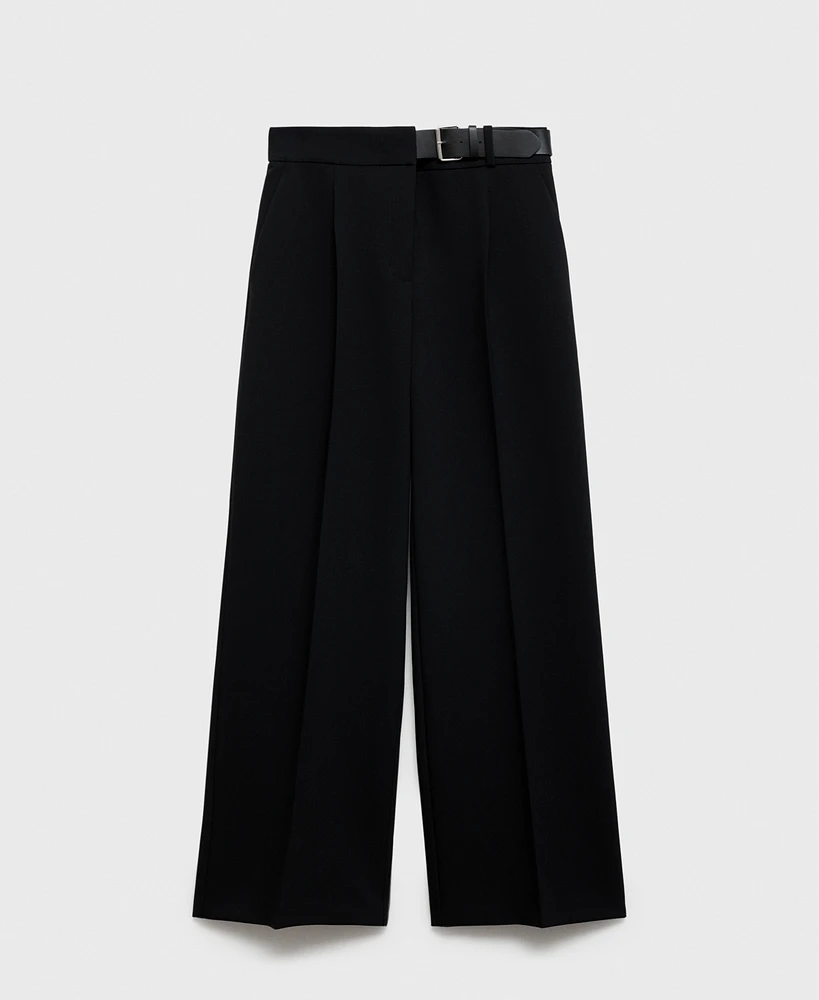 Mango Women's Belt Straight-Fit Pants