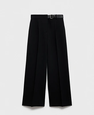 Mango Women's Belt Straight-Fit Pants