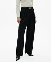 Mango Women's Wide Leg Pleated Pants