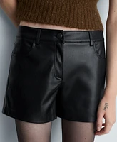 Mango Women's Leather-Effect Shorts