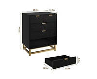 gaomon Dresser for Bedroom, 5 Drawer Dresser with Metal Legs, Modern Dresser Chest Organizer with Wide Storage, Chest of Drawers for Bedroom