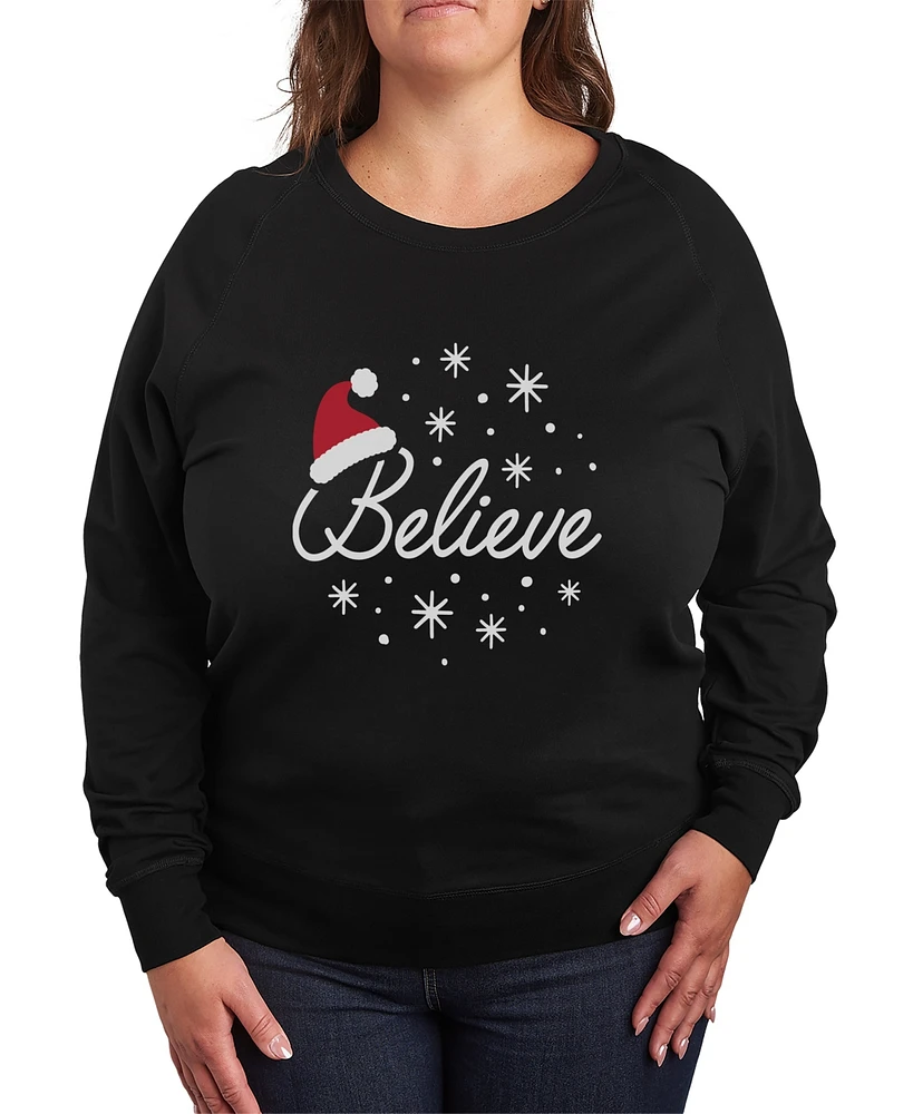 Hybrid Apparel Plus Trendy Believe Graphic Pullover Top