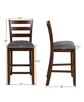 Gouun 2 Pieces Counter Height Chairs with Fabric Seat and Rubber Wood Legs