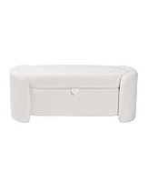 Baxton Studio Oakes Modern and Contemporary Ivory Boucle Upholstered Storage Bench