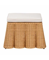 bali & pari Palm Bohemian Honey Scallop Rattan Ottoman