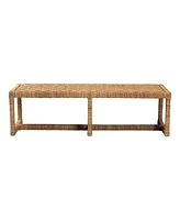 bali & pari Cipally Bohemian Seagrass and Mahogany Wood Accent Bench