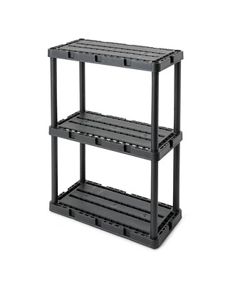 Gracious Living 3 Shelf Knect-a-Shelf Fixed Height Light Duty Storage Unit,Black