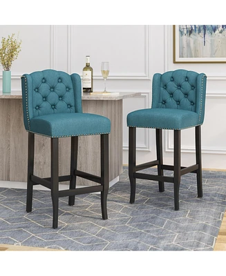 The Pop Home 31" Tufted Wingback Bar Stools,Set of 2,for Kitchen Island or Bar-The