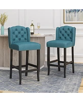 The Pop Home 31" Tufted Wingback Counter Stools,Set of 2,for Kitchen Island or Bar-The