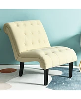 Gouun Cotton Linen Fabric Armless Accent Chair with Adjustable Foot Pads