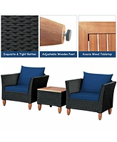 Gouun 3 Pieces Outdoor Patio Rattan Furniture Set