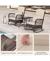 Gouun 3 Pieces Rocking Bistro Set with 2-Tier Table