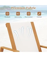 Gouun Patio Chaise Lounge Chair with Armrests and Fabric Seat for Backyard