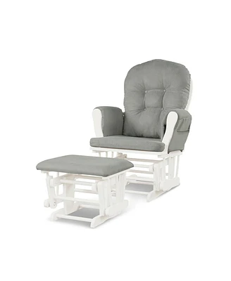 Gouun Wood Glider and Ottoman Set with Padded Armrests and Detachable Cushion