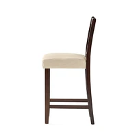 The Pop Home Set of 2 Counter Height Chairs with 5cm Cushion, Wooden Back Bar Stools-The Pop Home