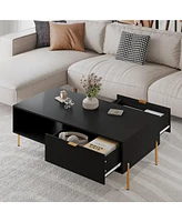 Boyel Living 47in Rectangle Wood Mid-Century Modern Coffee Table with 2 Drawers