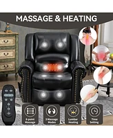 Boyel Living Power Lift Recliner Chair Heat Massage Dual Motor Infinite Position Up to 350 Lbs Faux Leather Heavy Duty Motion Mechanism with Usb Ports