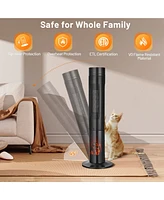 Gouun 1500W Ceramic Tower Space Heater with Remote Control and Realistic 3D Flame