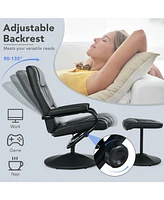 Gouun 360° Pvc Leather Swivel Recliner Chair with Ottoman