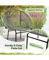 Gouun 3 Pieces Patio Acapulco Furniture Bistro Set with Glass Table