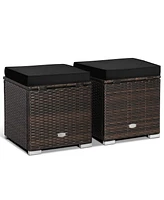 Gouun 2 Pieces Patio Ottoman with Hidden Storage Space