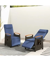 Gouun Patio Wicker Recliner Chair with Adjustable Backrest and Footrest