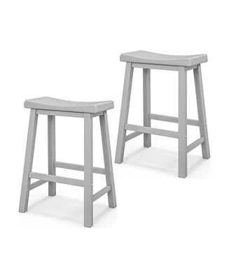 Gouun Set of 2 24 Inch Counter Height Stools with Solid Wood Legs