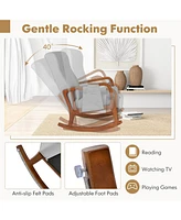 Gouun Rocking Chair with Ottoman, Solid Wood Frame and Padded Cushion