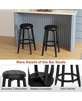 Gouun 360° Swivel Upholstered Rubberwood Frame Bar Stool Set of 2 with Footrest- inches