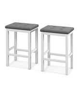 Gouun 24 Inch Bar Stools with Padded Seat Footrest and Rubber Wood Frame