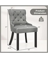 Gouun Upholstered Dining Chairs Set of 2 Tufted Wingback Chairs with Rubber Wood Legs