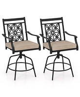 Gouun Outdoor Swivel Bar Stools Set of 2 with Seat Cushions