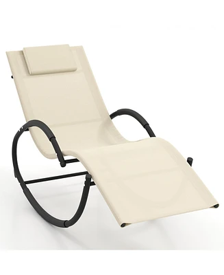 Gouun Outdoor Rocking Lounge Chair with Removable Headrest