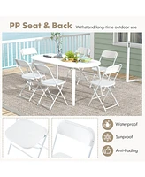 Gouun 4 Pack Metal Folding Chairs with Plastic Seat and Back