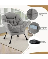 Gouun Modern Accent Chair with Folding Footrest and Head Pillow