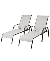 Gouun Adjustable Patio Chaise Folding Lounge Chair with Backrest