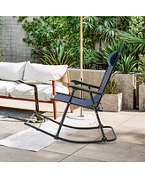Gouun Outdoor Patio Camping Lightweight Folding Rocking Chair with Footrest