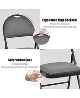 Gouun Set of 6 Folding Fabric Upholstered Metal Chairs