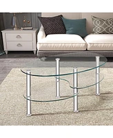 Gouun Tempered Glass Oval Side Table