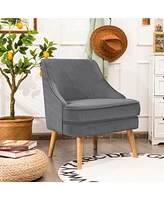 Gouun Mid Century Velvet Accent Chair with Rubber Wood Legs for Bedroom
