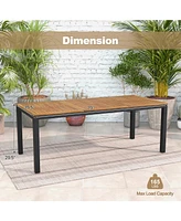 Gouun 8-Person Outdoor Dining Table 79 Inch Acacia Wood Patio Table with Umbrella Hole