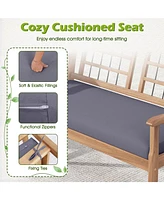 Gouun 4 Piece Wood Patio Furniture with Armchairs Loveseat and Table