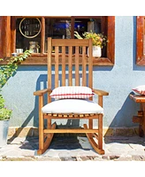 Gouun Indoor Outdoor Wooden High Back Rocking Chair