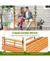 Gouun 6.5 Ft Tall Patio Garden Arbor with Pergola and 2-Seat Bench for Garden Backyard Decoration